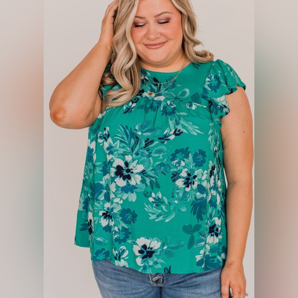 FLORAL BLOUSE- TEAL